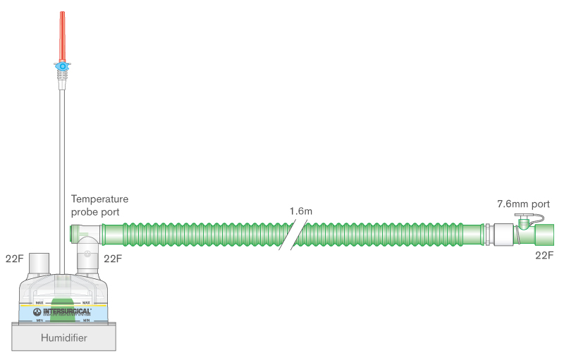 22mm Flextube single heated wire limb with auto-fill chamber. ≥ 1.6m