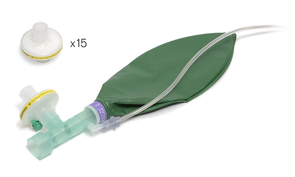 O₂/N₂O breathing system with 2 L bag, gas delivery tube and filters, ≥ 2m