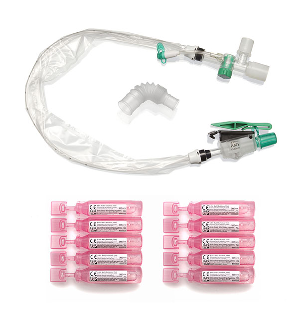 TrachSeal™ adult endotracheal closed suction system with saline ampoules, 72hour, size F10