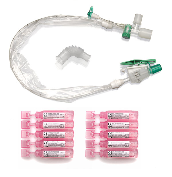 TrachSeal™ adult endotracheal closed suction system with saline ampoules, 72 hour, size F12
