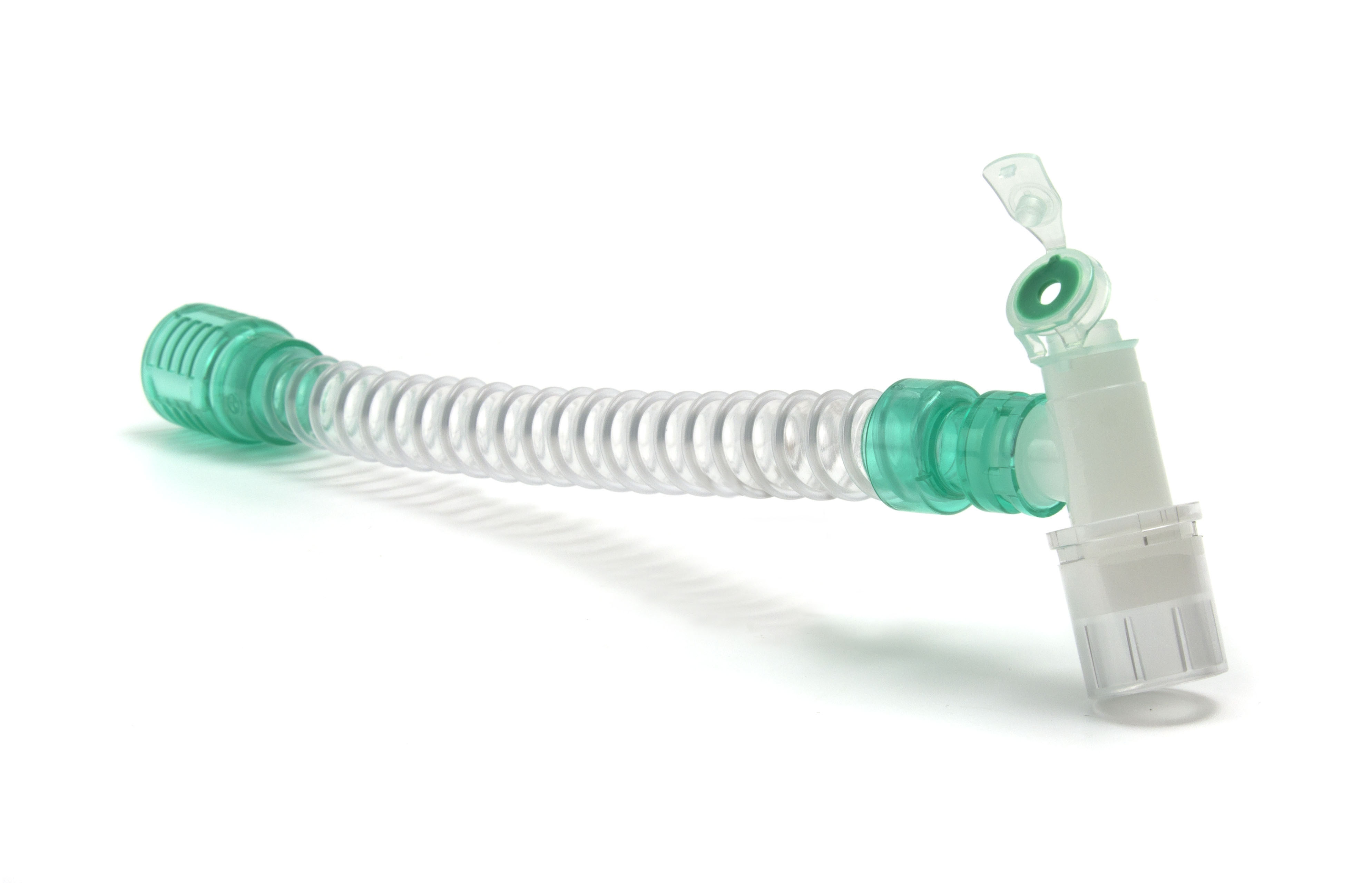 Smoothbore double swivel catheter mount, 22F - double flip top cap with seal -  22M/15F, ≥250mm