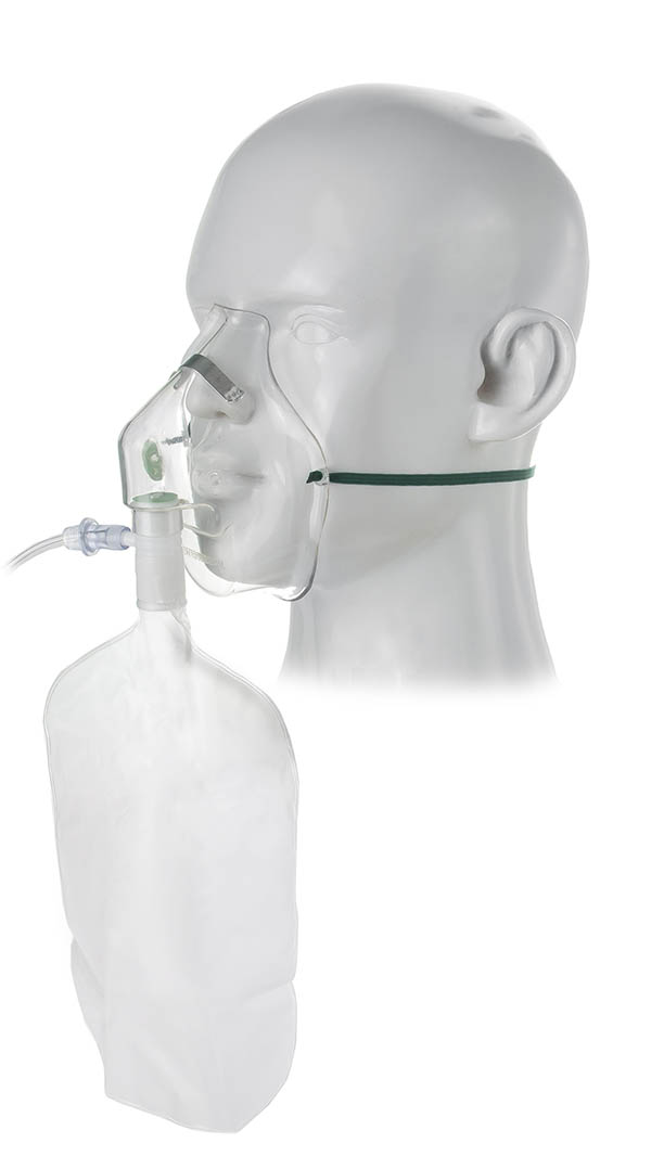 Adult, high concentration oxygen mask, safety vent and tube, 2.1m