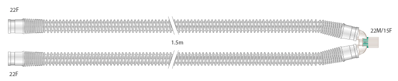 22mm adult, clear silicone breathing system, ≥ 1.5m